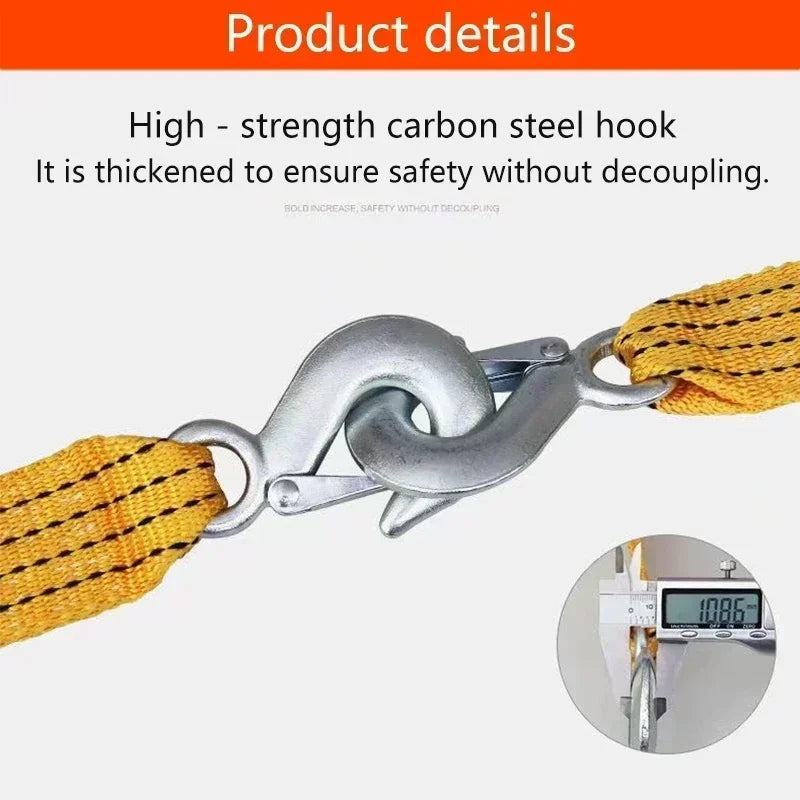 Heavy-Duty Winch Towing Strap with Hooks