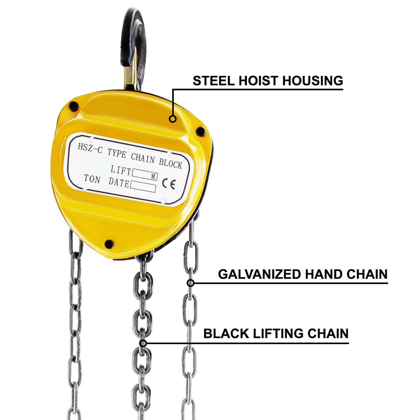 Anti-Rust Manual Chain Hoist with Dual Hook for Lifting, Pulling, and Construction Tasks