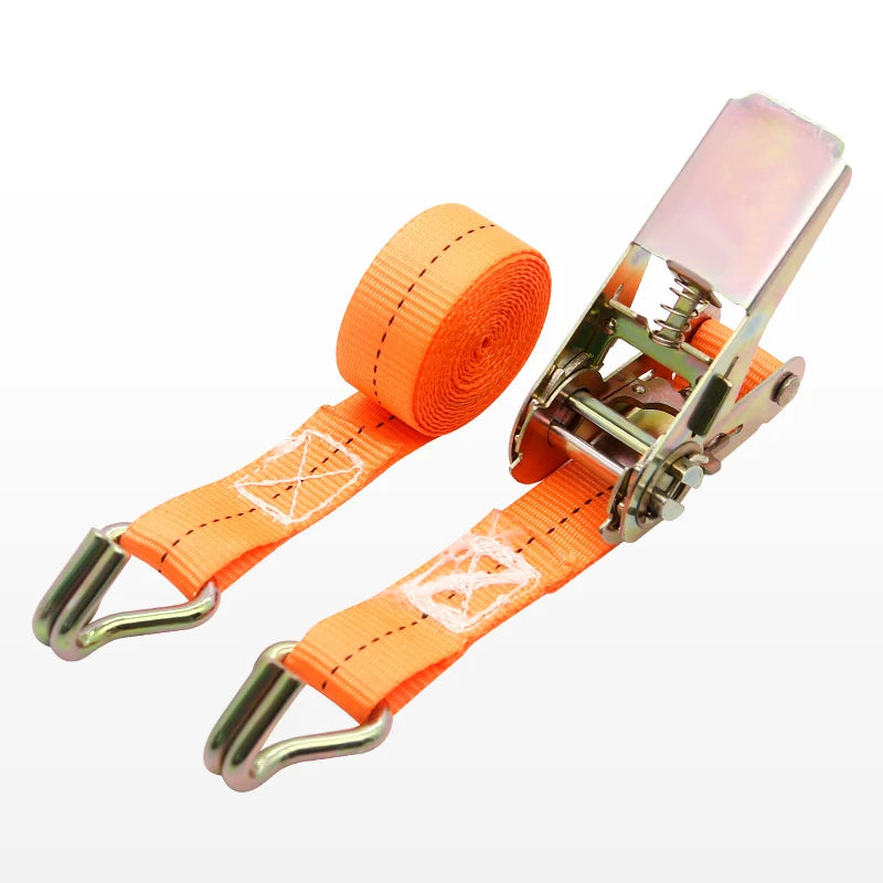 Adjustable Heavy-Duty Cargo Ratchet Strap with Metal Buckle for Secure Luggage Transport