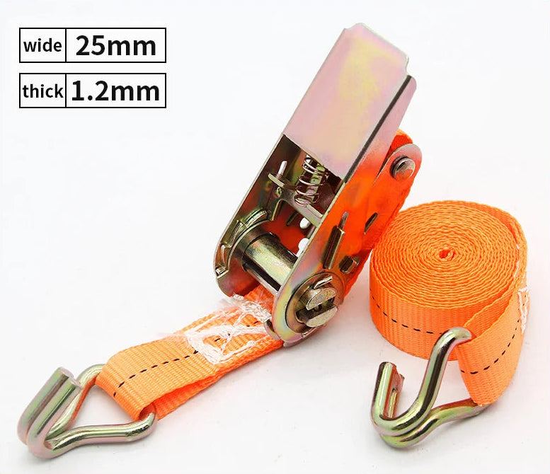 Adjustable Heavy-Duty Cargo Ratchet Strap with Metal Buckle for Secure Luggage Transport