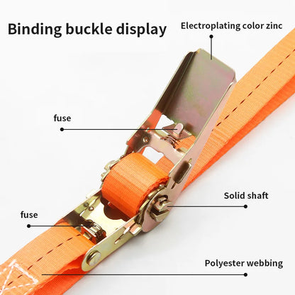 Adjustable Heavy-Duty Cargo Ratchet Strap with Metal Buckle for Secure Luggage Transport