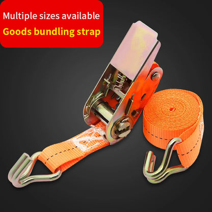 Adjustable Heavy-Duty Cargo Ratchet Strap with Metal Buckle for Secure Luggage Transport